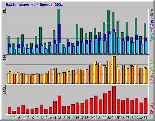 Daily usage for August 2021