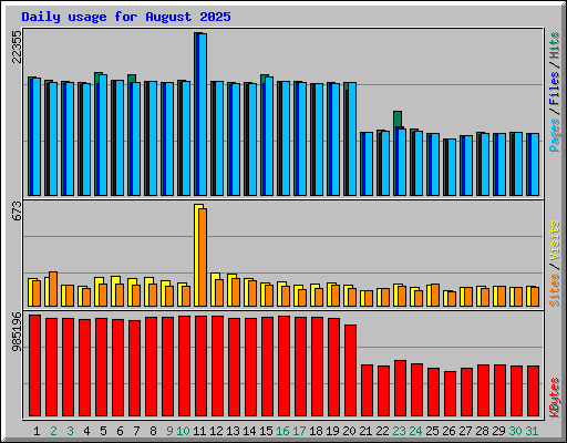 Daily usage for August 2025